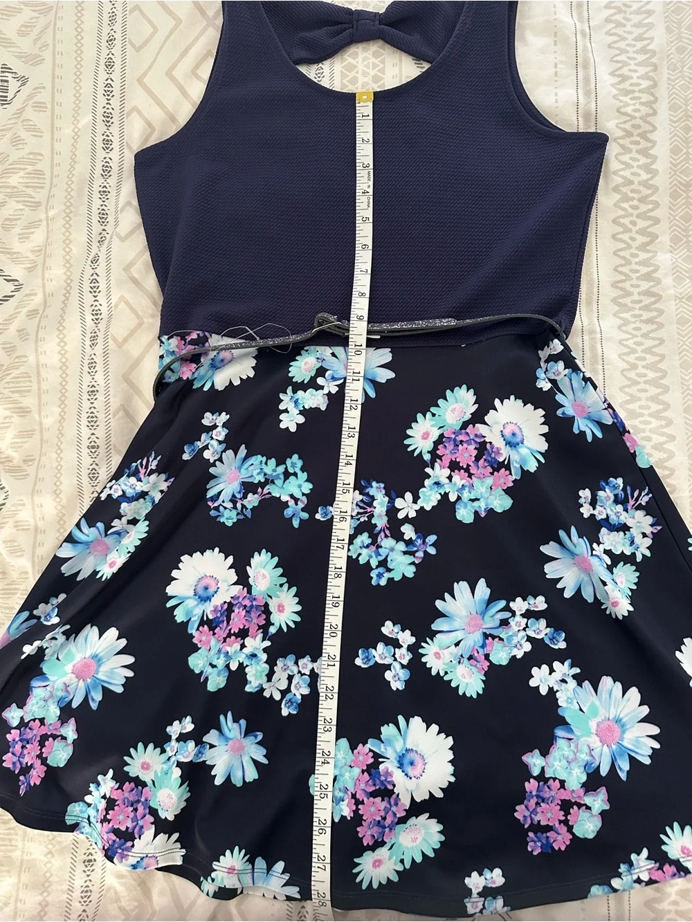 NWT Justice Girls Navy Blue Floral Dress, size 20